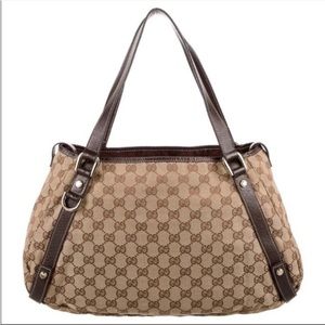 EXCELLENT CONDITION! Authentic Gucci Bag Monogram Abbey Canvas Shoulder Bag Tote